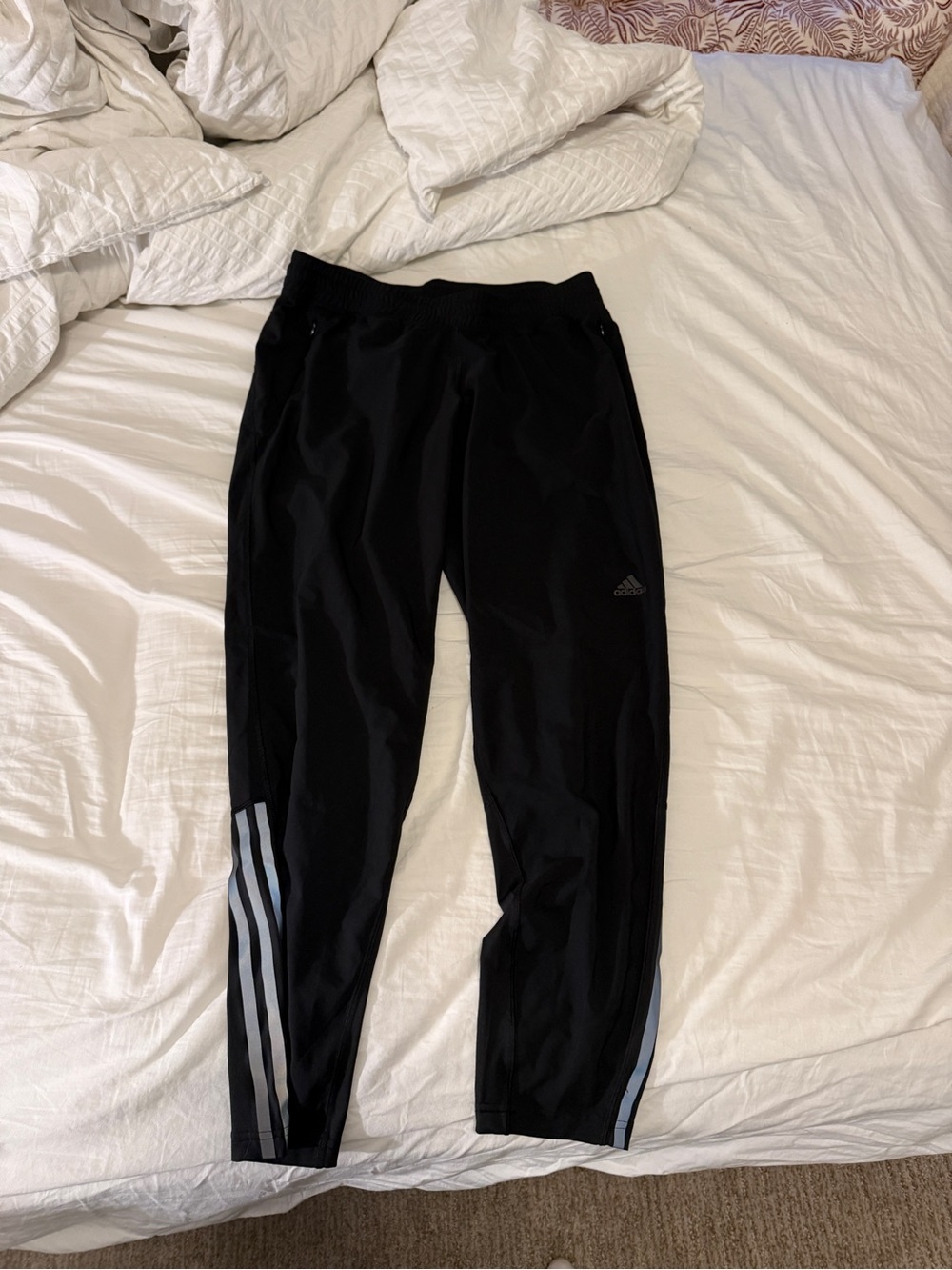 Adidas running Black Track Pants with Reflective Stripes